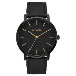 Nixon Porter Leather Watch - All Black / Gold
