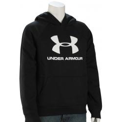 Under Armour Boy's Rival Logo Pullover Hoody - Black / White - XL