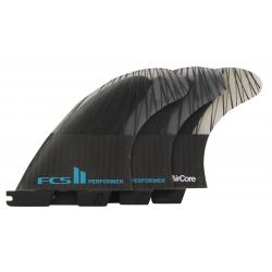 FCS II Performer Performance Core Carbon Tri Fin Set - Black / Teal - S