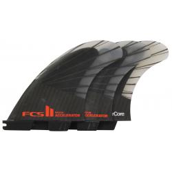 FCS II Accelerator Performance Core Tri Fin Set - Black / Red - Medium