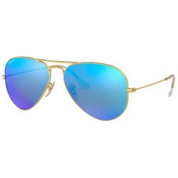 Ray-Ban Aviator Large Metal Sunglasses - Matte Gold / Blue Mirror Polar