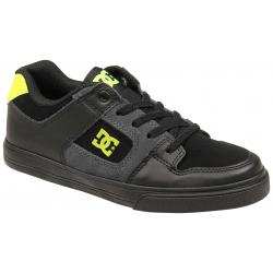 DC Boy's Pure Elastic Shoe - Black / Grey / Yellow - Youth 6