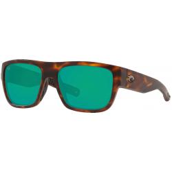Costa Sampan Sunglasses - Matte Tortoise / Green Mirror Polar Glass