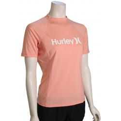 Hurley Women's One & Only Solid SS Rash Guard - Peach Melon - XL