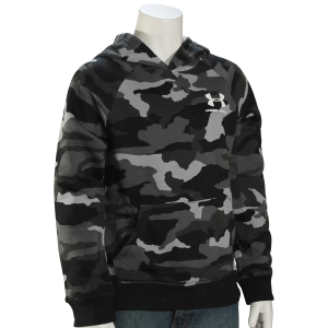 Under Armour Boy's Rival Printed Pullover Hoody - Black / White - XL