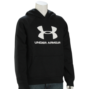 Under Armour Boy's Rival Logo Pullover Hoody - Black / White - XL