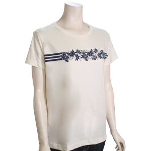 Roxy Tropical Stripe Women's T-Shirt - Snow White - XL