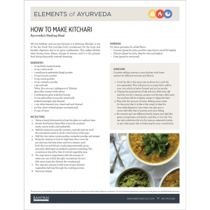 Elements of Ayurveda Handout: How to Make Kitchari