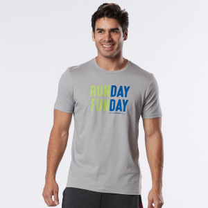 Mens Road Runner Sports Run Day Fun Day Graphic Short Sleeve Technical Tops(S)