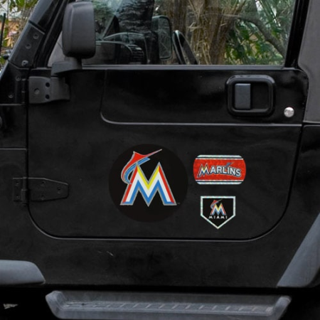 miami marlins 11'' x 11'' prismatic car magnet set Miami Marlins 11'' x 11'' Prismatic Car Magnet Set