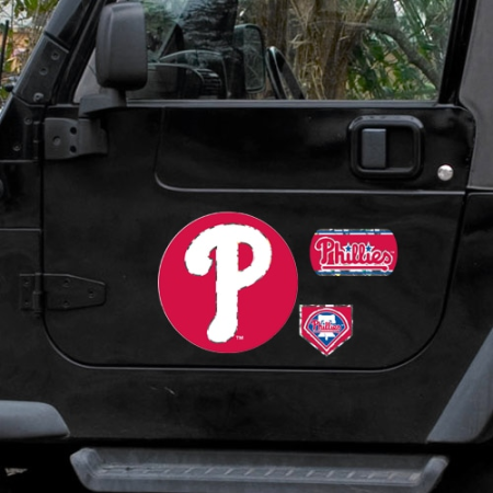 philadelphia phillies 11'' x 11'' prismatic car magnet set Philadelphia Phillies 11'' x 11'' Prismatic Car Magnet Set