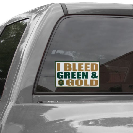 colorado state rams 6'' x 12'' i bleed green & gold car decal Colorado State Rams 6'' x 12'' I Bleed Green & Gold Car Decal
