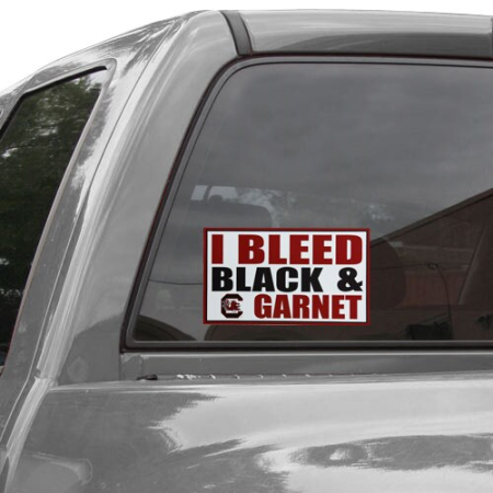 south carolina gamecocks 6'' x 12'' i bleed black & garnet car decal South Carolina Gamecocks 6'' x 12'' I Bleed Black & Garnet Car Decal