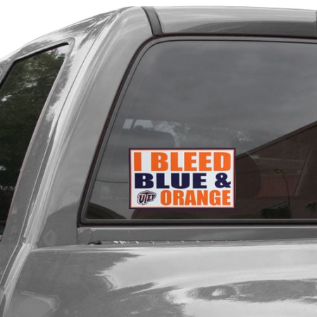 utep miners 6'' x 12'' i bleed blue & orange car decal UTEP Miners 6'' x 12'' I Bleed Blue & Orange Car Decal