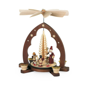 Image of Mueller - Pyramid Santa Giving Out Presents - Woodshaving Tree