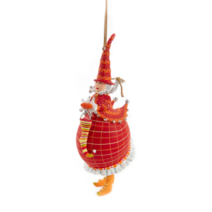 Image of MacKenzie-Childs Patience Brewster - Dash Away Red Mrs. Santa Ornament