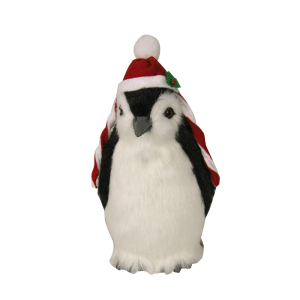 Image of Byers Choice - Penguin with Red Hat and Red/White Strings