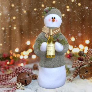 Image of Memories of Elaine - Sage Green Sweater with Chardonnay Wine Bottle