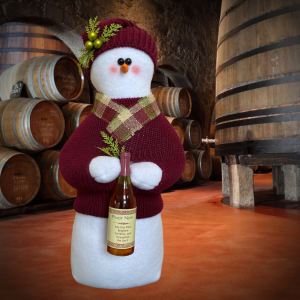 Image of Memories of Elaine - Burgundy Sweater with Pinot Noir Wine Bottle