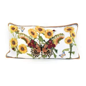 Image of MacKenzie-Childs - Monarch Butterfly Lumbar Pillow - White