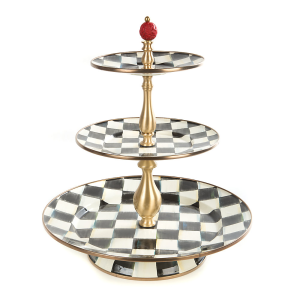 Image of MacKenzie-Childs - Courtly Check Enamel Three Tier Sweet Stand