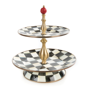 Image of MacKenzie-Childs - Courtly Check Enamel Two Tier Sweet Stand