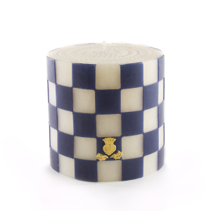 Image of MacKenzie-Childs - Checker Pillar Candle - 5" - Navy