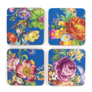 Image of MacKenzie-Childs - Flower Market Lapis Cork Back Coasters - Set of 4