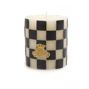 Image of MacKenzie-Childs - Check Pillar Candle - 3" - Black & White