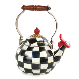 Image of MacKenzie-Childs - Courtly Check Enamel Whistling Tea Kettle