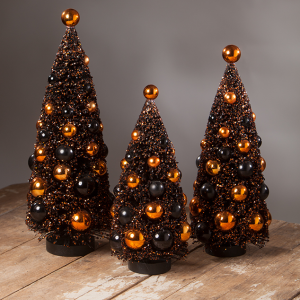 Image of Bethany Lowe - Magic Halloween Glitter Bottle Brush Trees Large - Set of 3