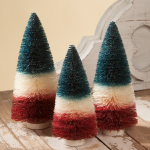 Image of Bethany Lowe - Americana Bottle Brush Trees - Set of 3