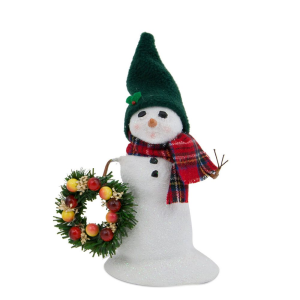 Image of Byers Choice - Small Snowman with Wreath 2017