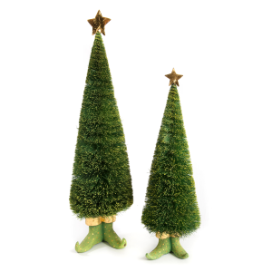 Image of MacKenzie-Childs Patience Brewster - Dash Away Sisal Elf Tree Figures, Set Of 2