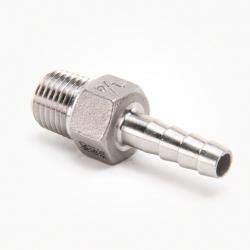 Valley Industries Stainless Steel Hose Barb Fitting: 1/4" x 1/4"