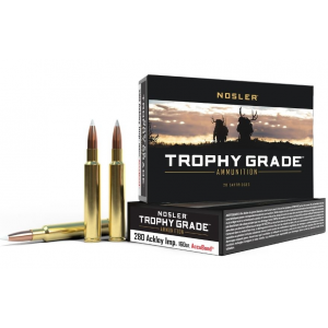 Nosler Trophy Grade 280 Ackley Improved Ammo 160gr Accubond 20 Rounds