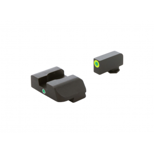 AmeriGlo i-Dot Tritium Night Sights for Gen 5 Glock Pistols in 9mm / .40 S&W - Green Front with Lumigreen Outline