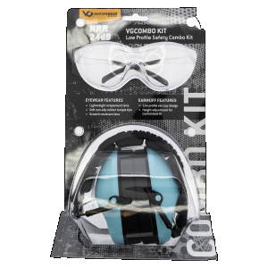 Pyramex Eye & Ear Protection Combo Clear Lens With Low Profile Earmuff Teal