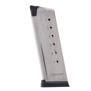 Mec-Gar 1911 Officer .45 ACP 7-Round Nickel Magazine w/ Buttplate & Follower