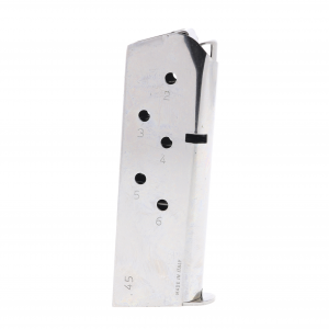 Mec-Gar 1911 Officer .45 ACP 6-Round Nickel Magazine