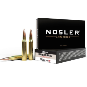 Nosler Match Grade .338 Lapua Magnum 300gr HPBT Ammo 20 Rounds ler Match Grade .338 Lapua Magnum 300gr HPBT 20 Rounds Ammo