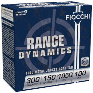 Fiocchi Range Dynamics 300 Blackout Ammo 150gr FMJBT 100 Rounds - 