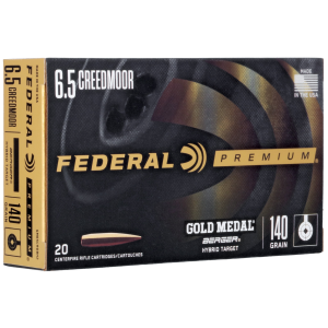 Federal Premium Gold Medal 6.5 Creedmoor Ammo 140gr Berger Hybrid Target 20 Rounds eral Premium Gold Medal 6.5 Creedmoor 140gr Berger Hybrid Target 20 Rounds Ammo