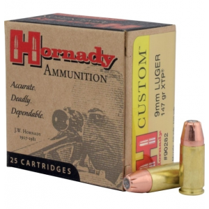 Hornady Custom 9mm Ammo 147gr XTP 25 Rounds