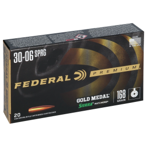 eral Premium Gold Medal .30-06 Springfield 168gr Sierra Matchking BTHP 20-Round Box Ammo