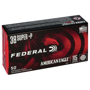 eral American Eagle .38 Super P 115gr JHP 50 Rounds Ammo