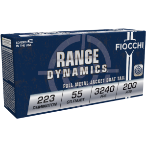 Fiocchi Range Dynamics .223 Remington Ammo 55gr FMJBT 200 Rounds - 