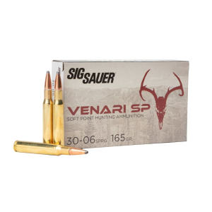 Sig Sauer Venari .30-06 Springfield Ammo 165gr Soft Point 20 Rounds Sauer Venari .30-06 Springfield 165gr Soft Point 20 Rounds Ammo