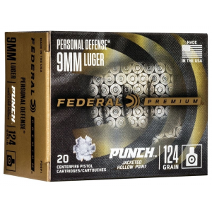 Federal Personal Defense Punch 9mm Luger Ammo 124gr 20 Rounds