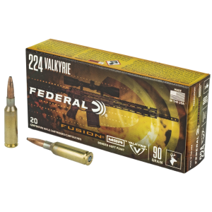 eral Fusion .224 Valkyrie 90gr Boat Tail 20 Rounds Ammo
